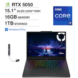 Lenovo - Legion Laptop 15.1 WQXGA Display (Intel i7-14700HX, 16GB DDR5, Win 11 Pro) w/DKZ USB Port Expander - Eclipse Black
