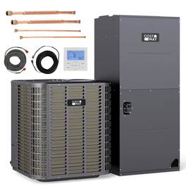 Costway - 5 Ton 17 SEER2 Central Air Conditioner Heat Pump System with Air Handler Unit - Gray