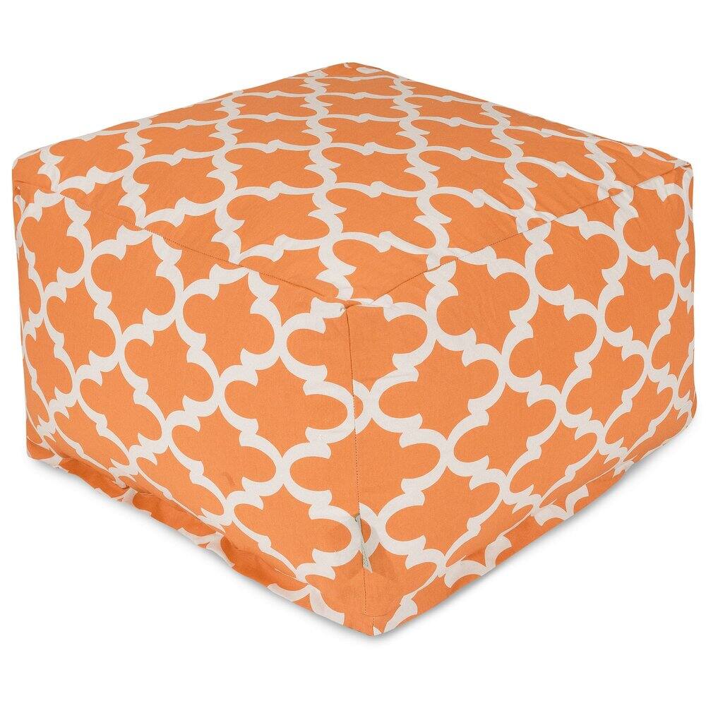 Front. Majestic Home - Ottoman Pouf Trellis Peach - Pink.