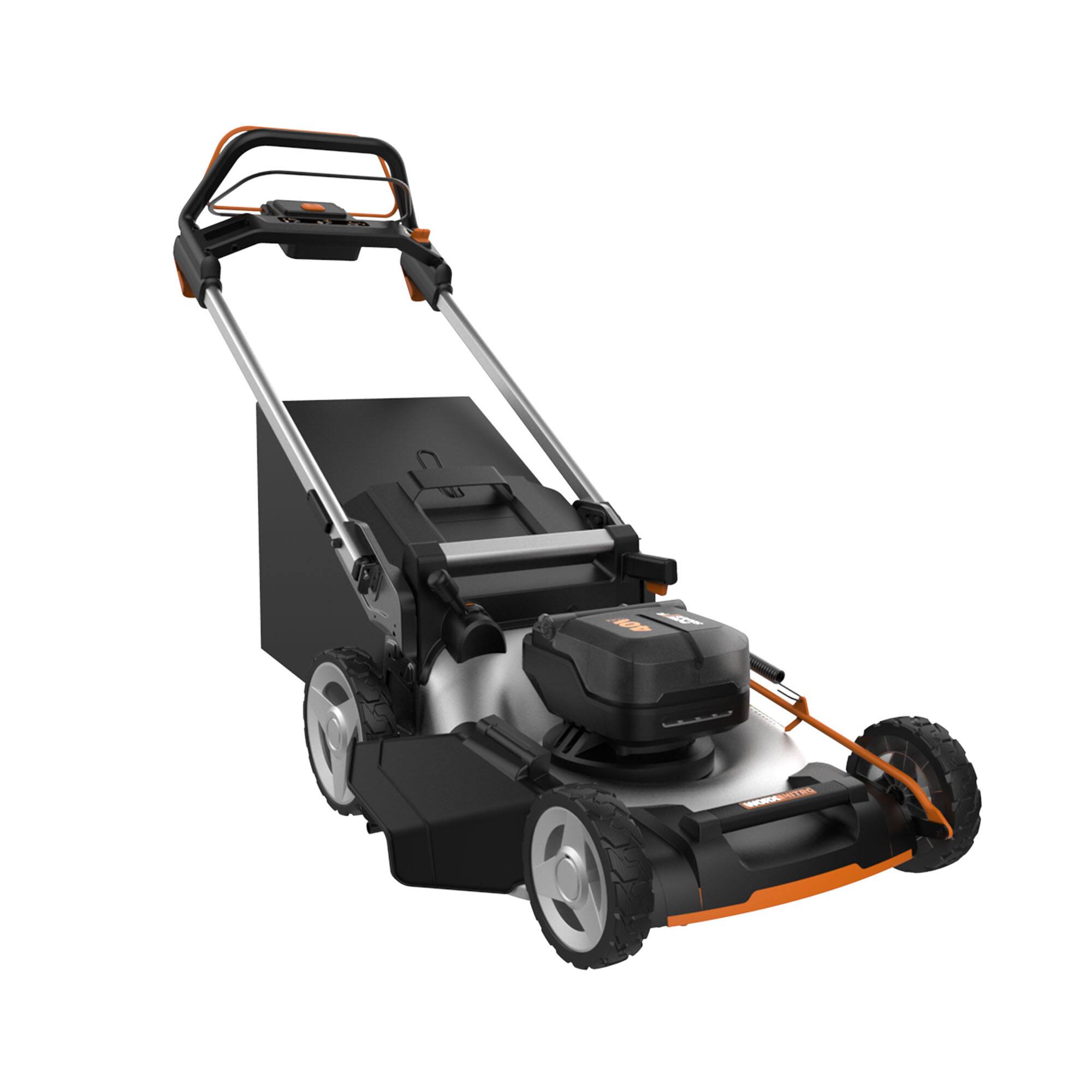Alt View 11. WORX - Nitro 40V Cordless Self-Propelled Lawn Mower (2 x 5.0 Ah Batteries and 1 x Charger) - Black.