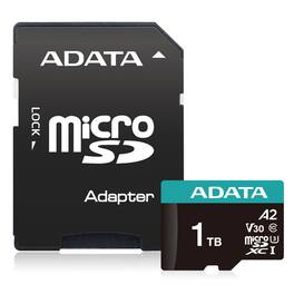 ADATA - Premier Pro 1TB MicroSDXC UHS-I U3 V30 Class 10 A2 MircoSD Memory Card with Adapter AUSDX1TUI3V30SA2-RA1