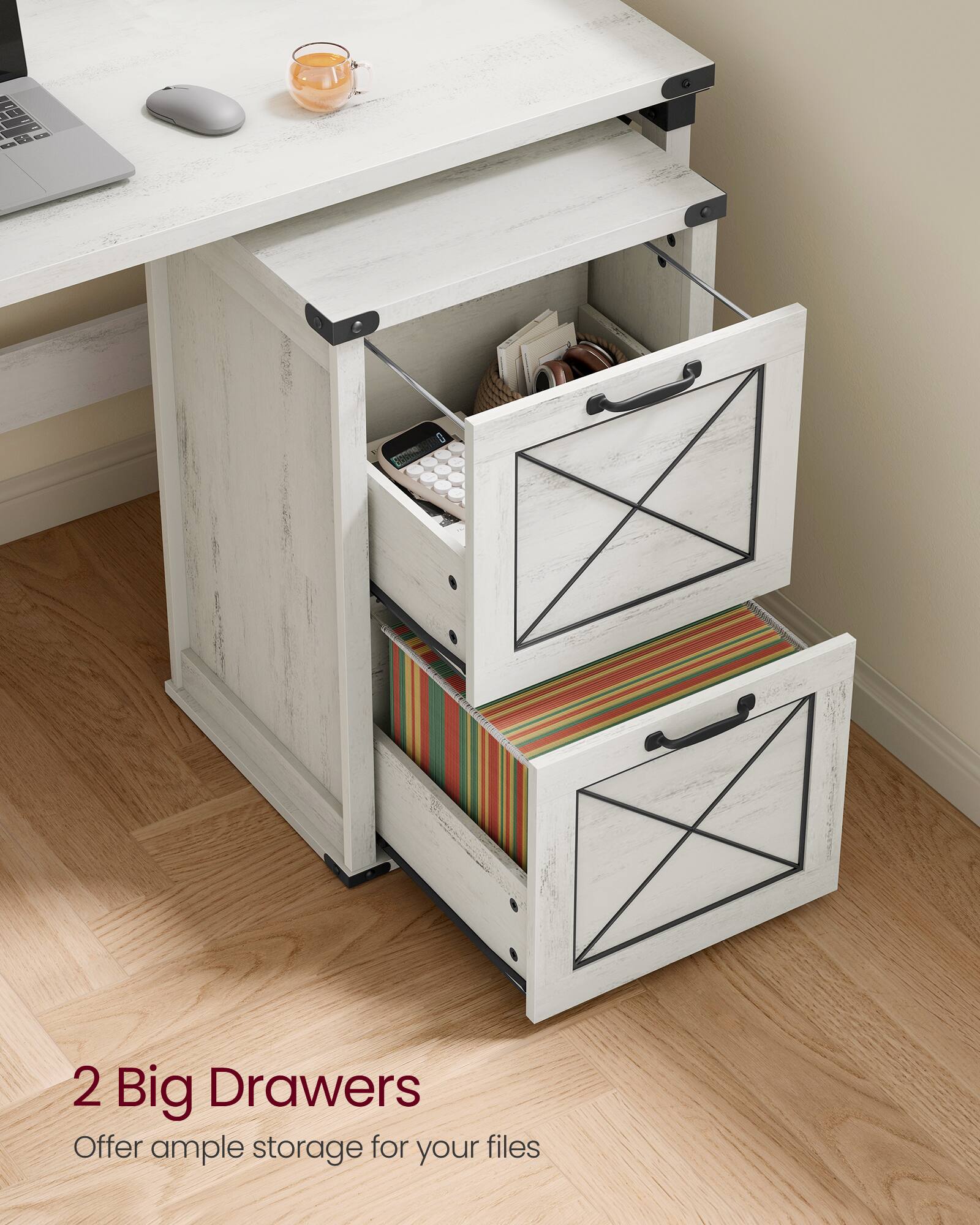 2 Big Drawers  
Offer ample storage for your files