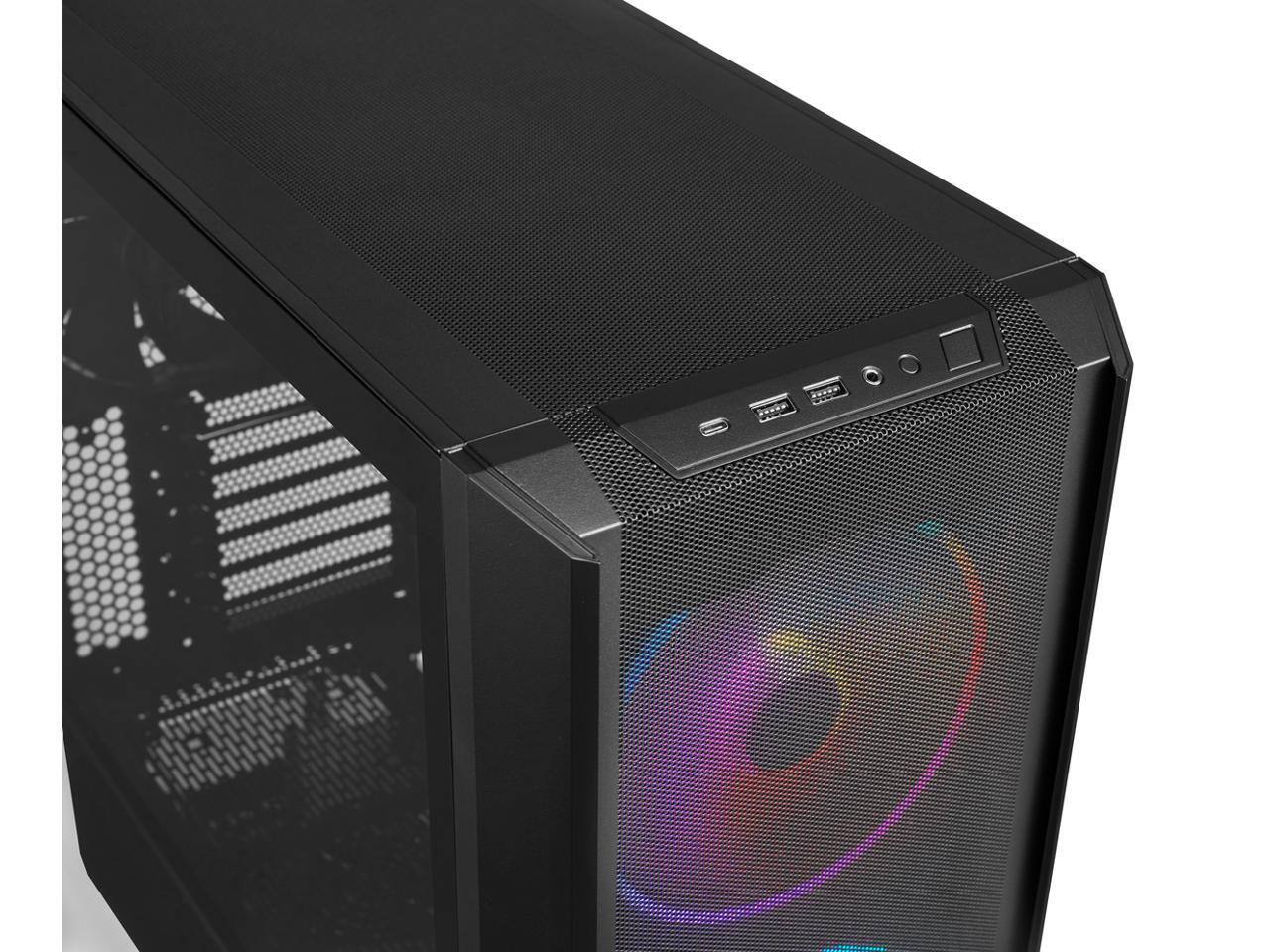 Alt View 5. Lian Li - LIAN LI LANCOOL 216RX Black Steel Tempered Glass ATX Mid Tower with 2x 16cm ARGB Fans - Black.