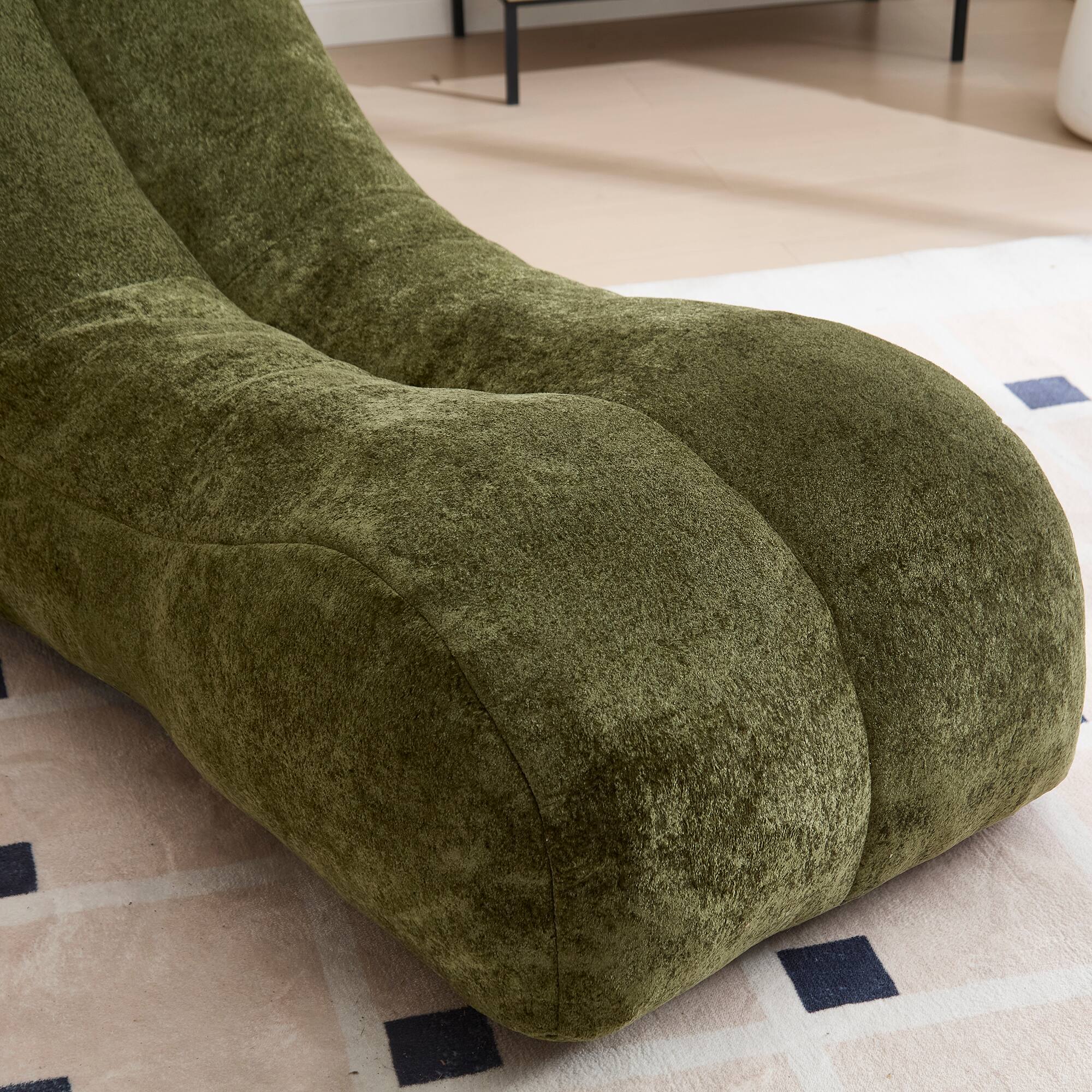 Angle. GOODSILO - Cozy Bean Bag Sofa Chair - Adult Lounger for Gaming, Reading & Relaxation - Olive Green.
