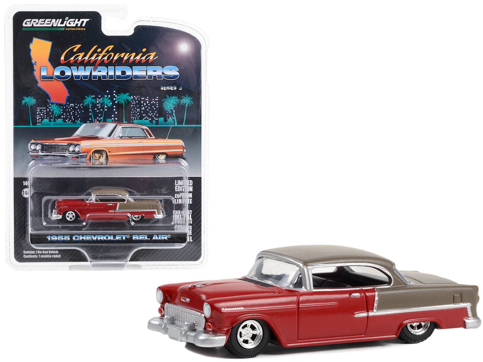 GREENLIGHT collectibles  
California LOWRIDERS  
Series 3  

1955 CHEVROLET BEL AIR  

Contains: 1 die-cast Vehicle  
Contiens: 1 modèle réduit  

LIMITED EDITION  
EDITION LIMITÉE  

14-16