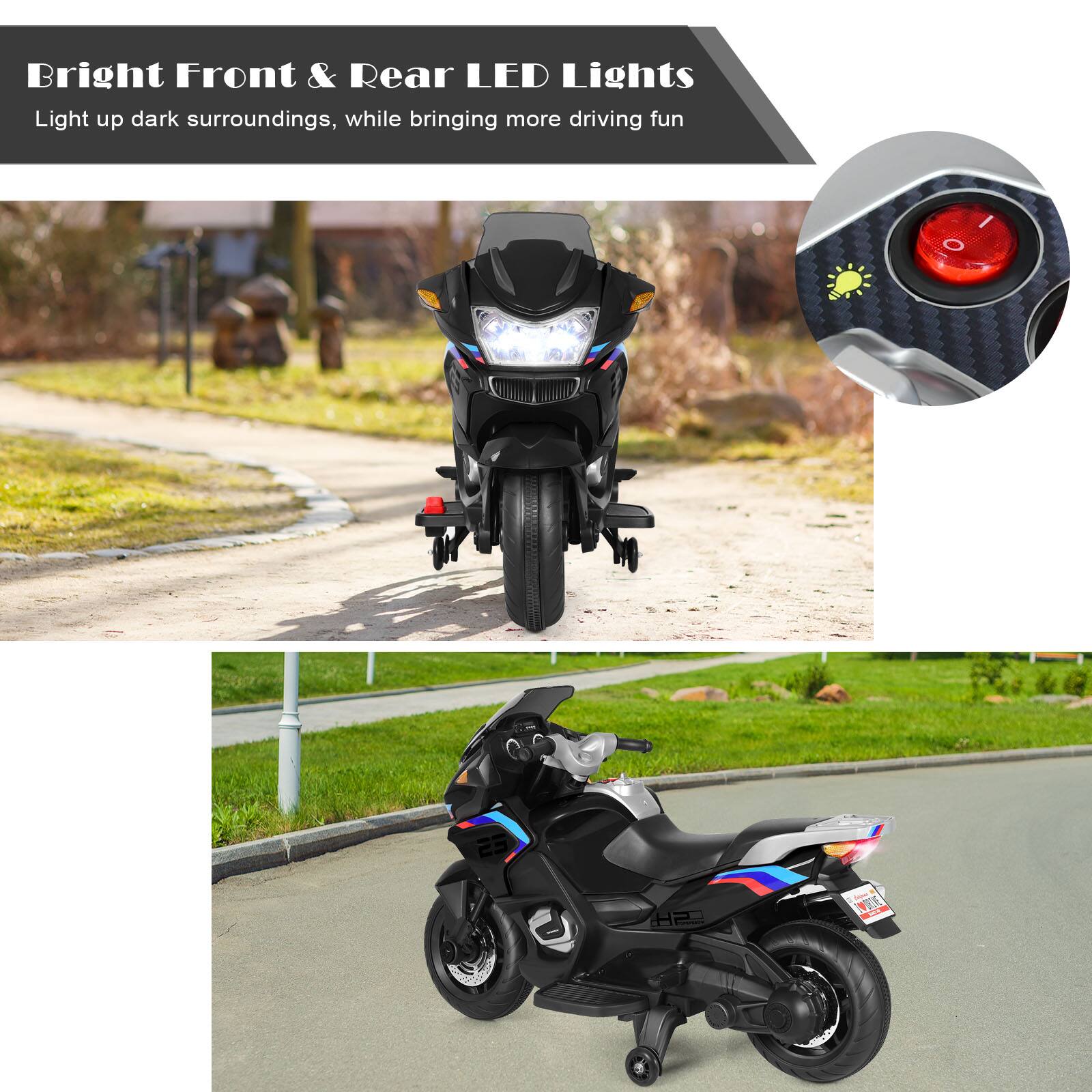 Bright Front & Rear LED Lights  
Light up dark surroundings, while bringing more driving fun