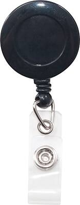 Front. Advantus - Swivel-Back Clip-On Retractable ID Reel with Badge Holder, 12/PK - Silver/Black.