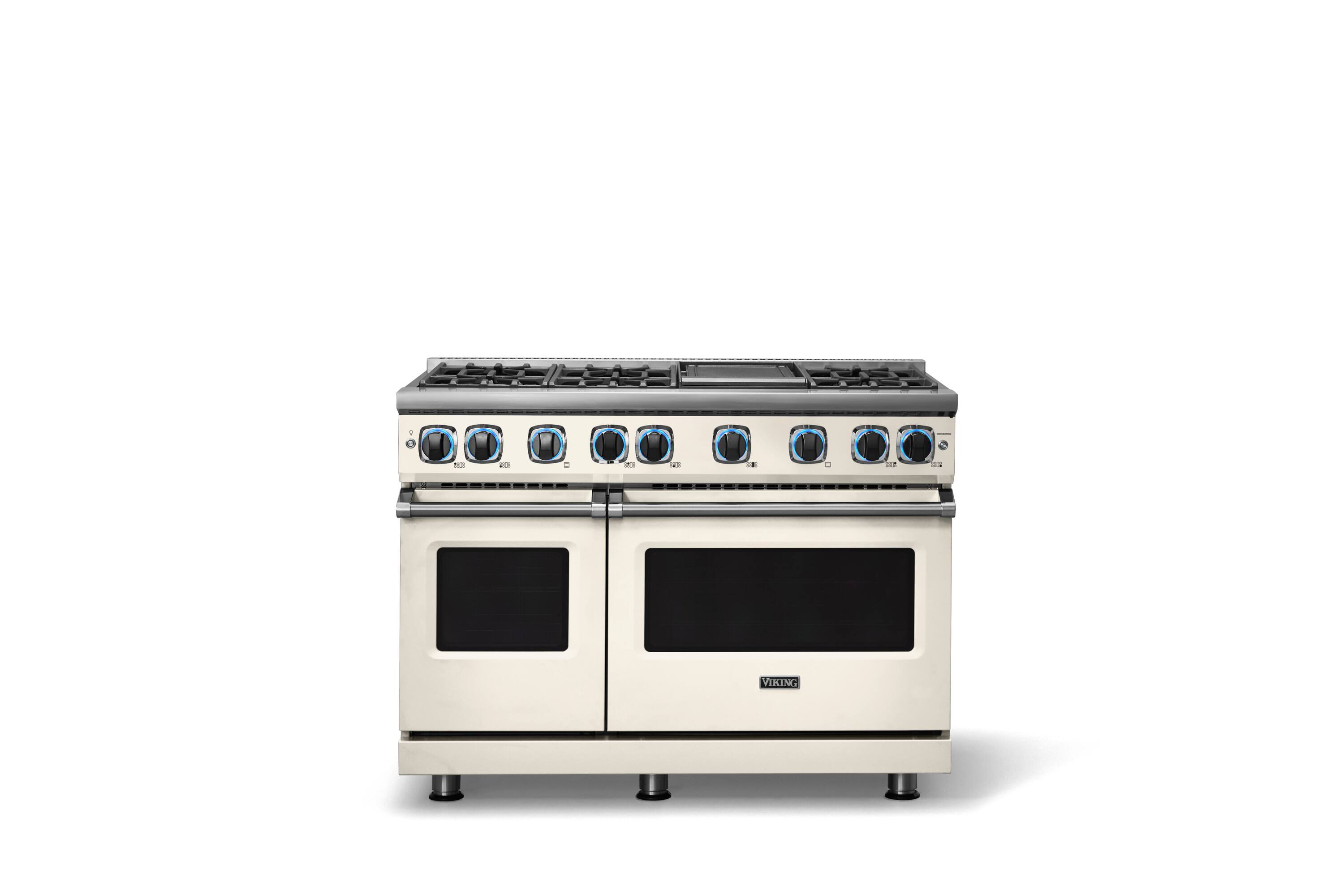 Alt View 4. Viking - 48"W. 7.3 Cu. Ft. Freestanding Sealed 6 Burner LP Gas Range/Griddle  - Pure White - Pure White.