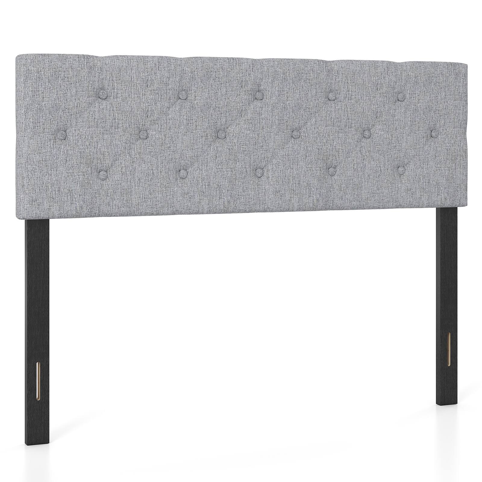 Alt View 9. Gymax - Gymax Upholstered Headboard Queen/Full Size Tufted Linen Fabric Bed Frame Mount Panel Gray - Gray.