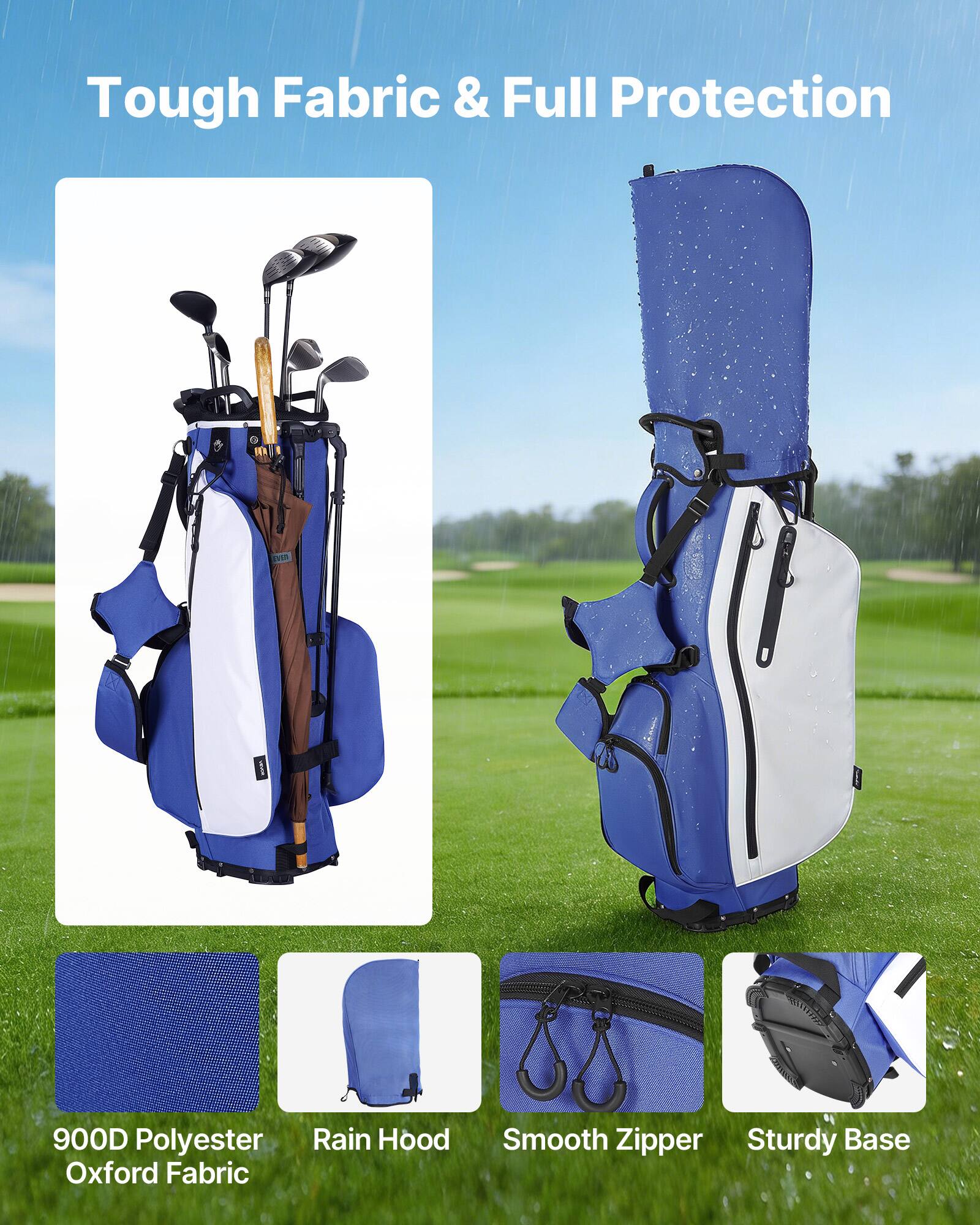 blue golf bag rain hood Founders Club Cart 14-Way Divider 9 Pockets Strap Handle  Mike's Shop way top dividers to keep clubs well organized Golf Bag Rain Cover Dustproof