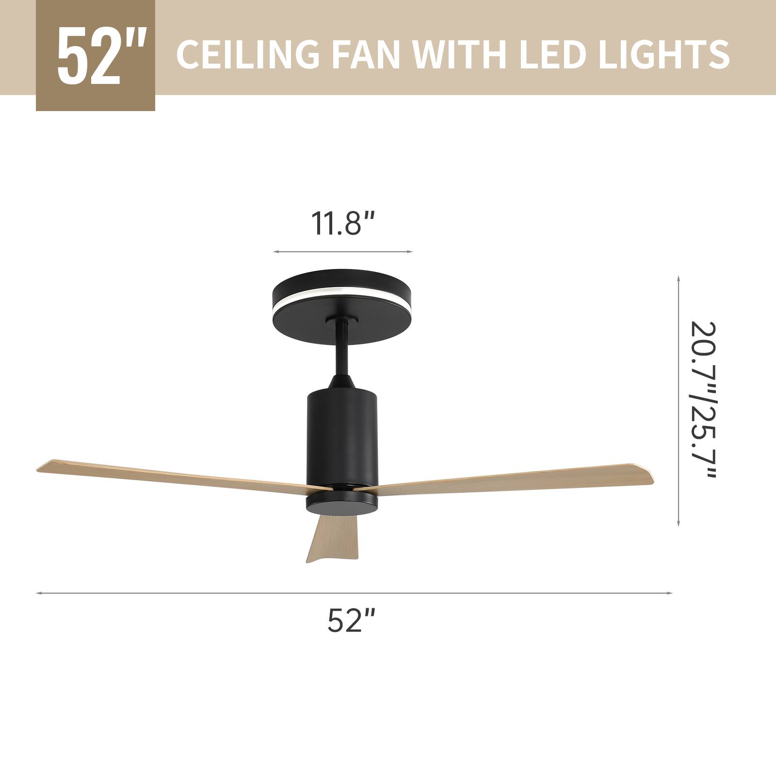 52" CEILING FAN WITH LED LIGHTS

11.8"

20.7"/25.7"

52"