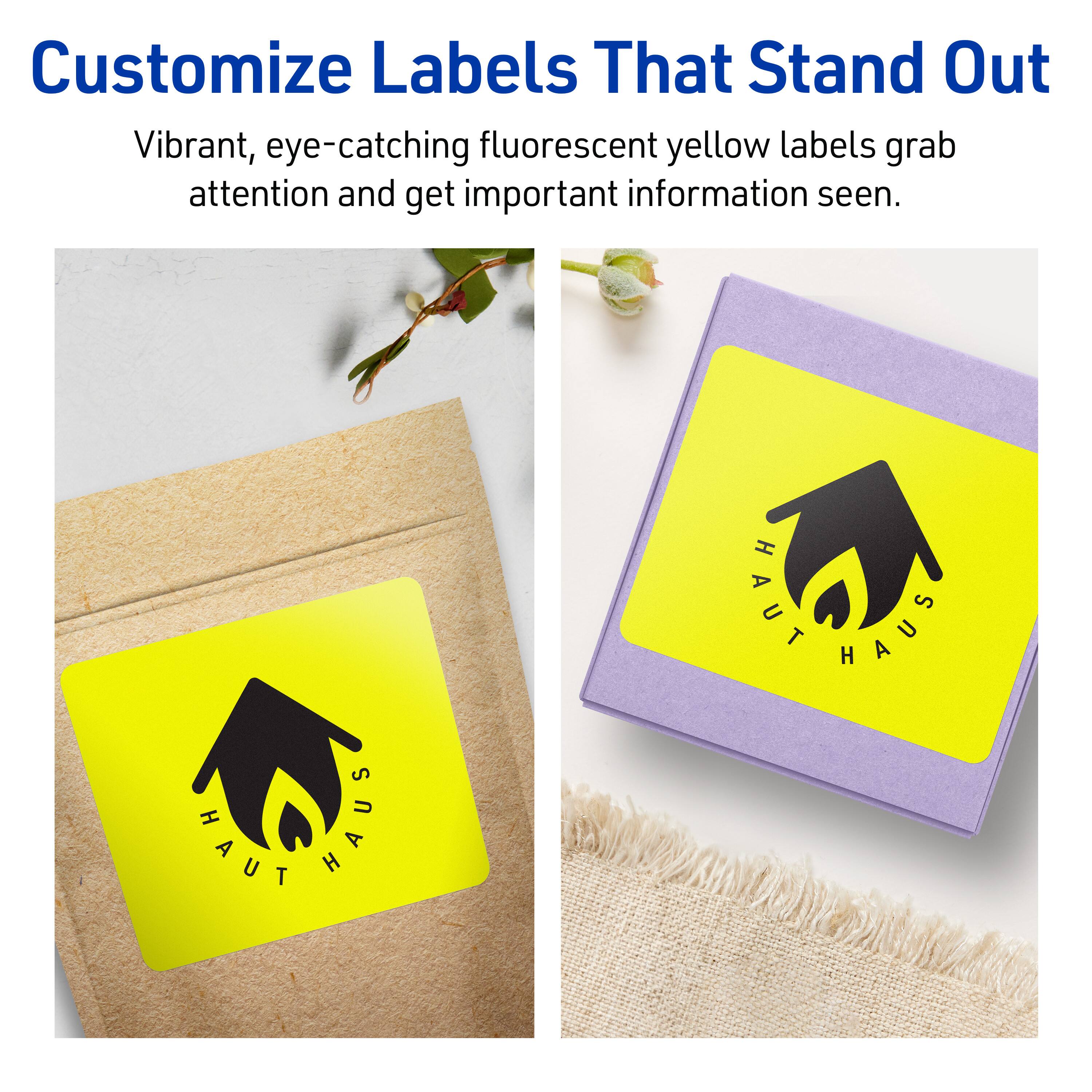 Customize Labels That Stand Out

Vibrant, eye-catching fluorescent yellow labels grab attention and get important information seen.

HAUT HAUS