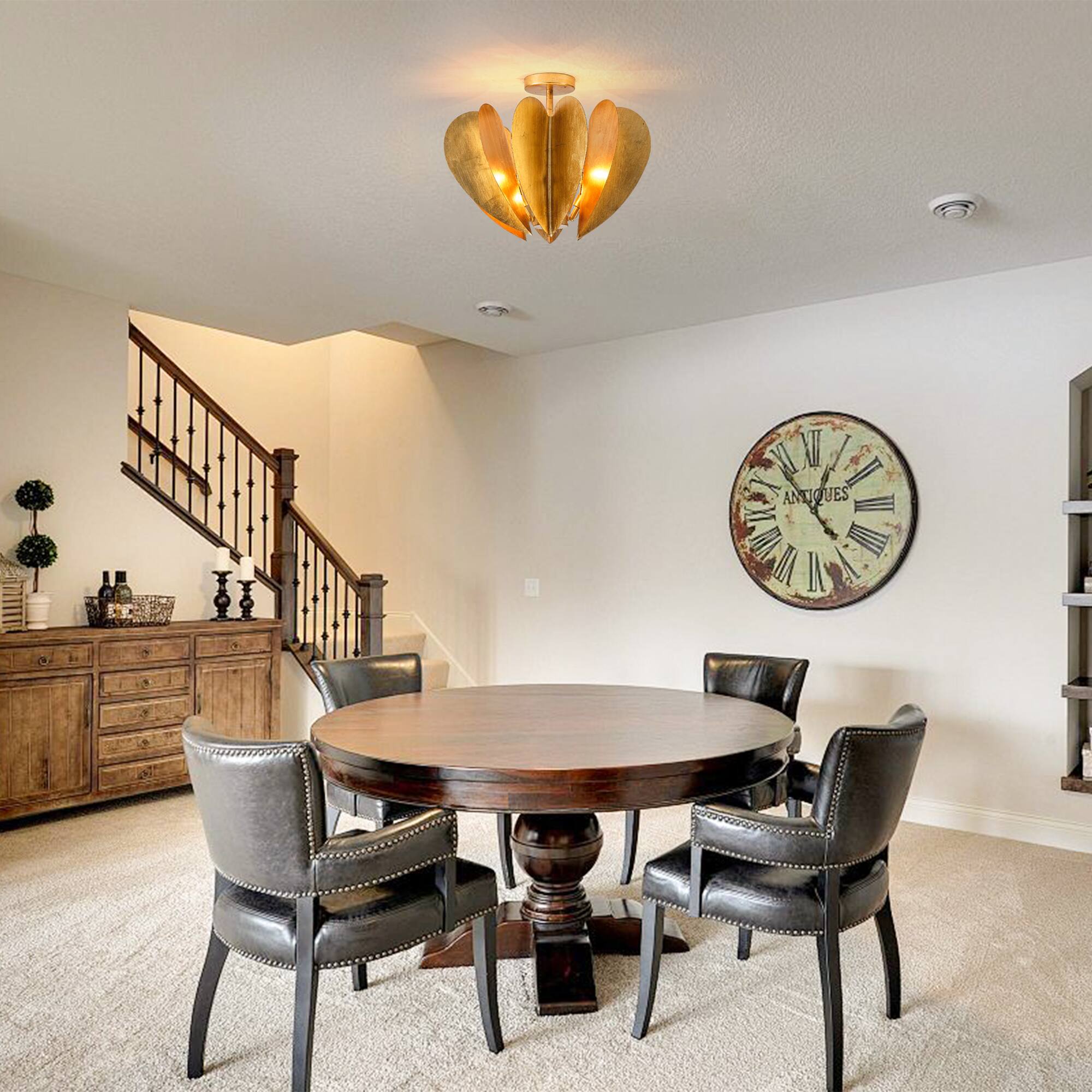 The text on the clock in the image reads:

"ANTIQUES"