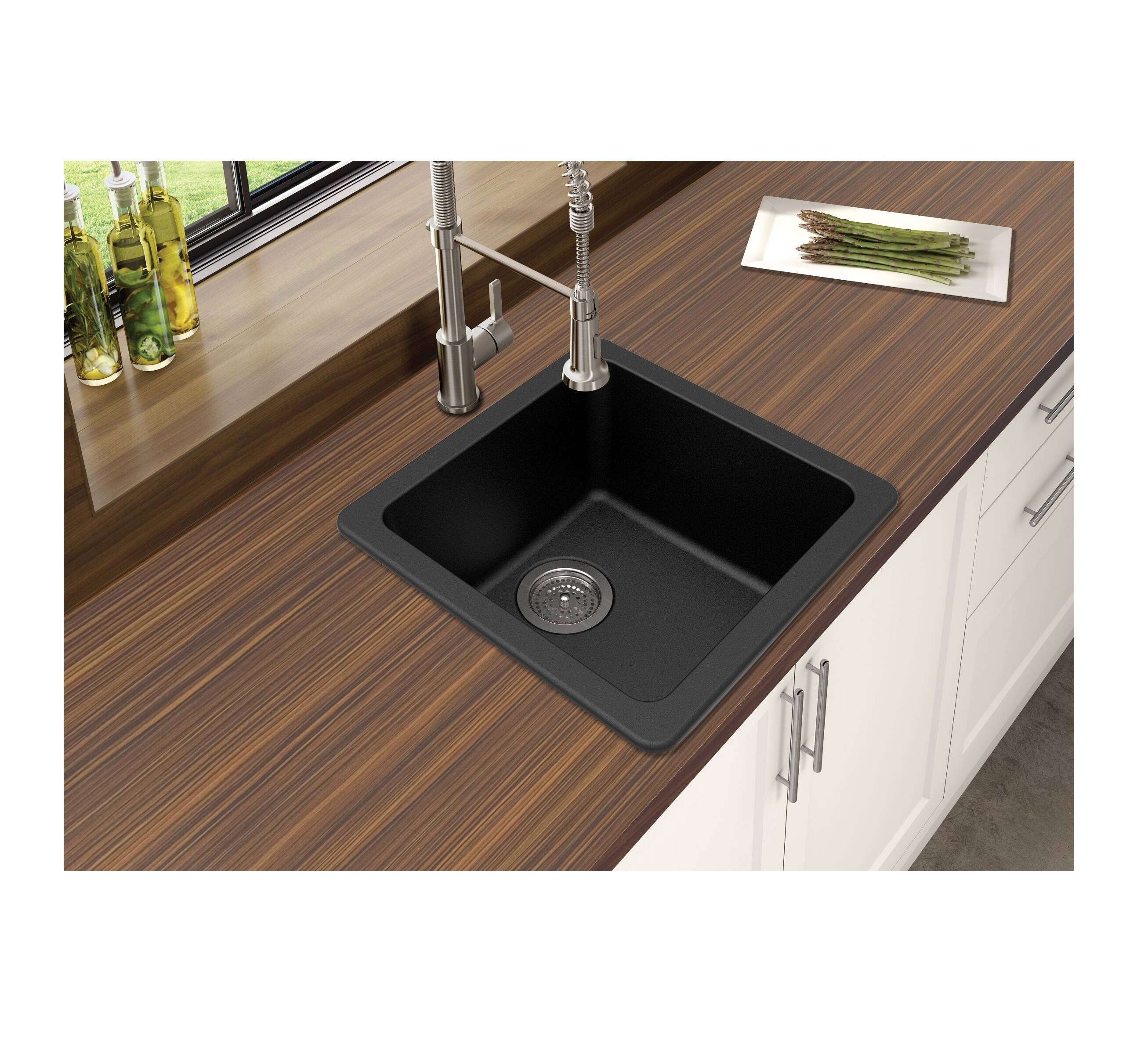 Alt View 1. Winpro - Winflo Granite Composite 16.64 in. Dual Mount Bar Sink in Black - Black.