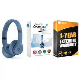 Beats - Solo 4 Bluetooth Wireless On-Ear Headphones with MightySkins Protective Skins and 1 Year Extended Warranty Bundle - Slate Blue