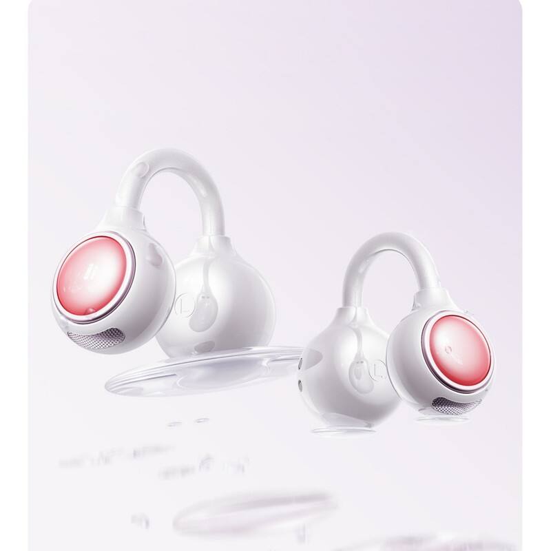 Back. RISOKEYS - Open-Ear Bluetooth Earbuds w/ Clear Call, Voice Control, LED Display, 36H Battery for Running, Commuting ,White.