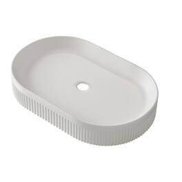22.8In Vessel Bathroom Vanity Ceramic Vertical Striped Anti Splash With Pop Up Drain