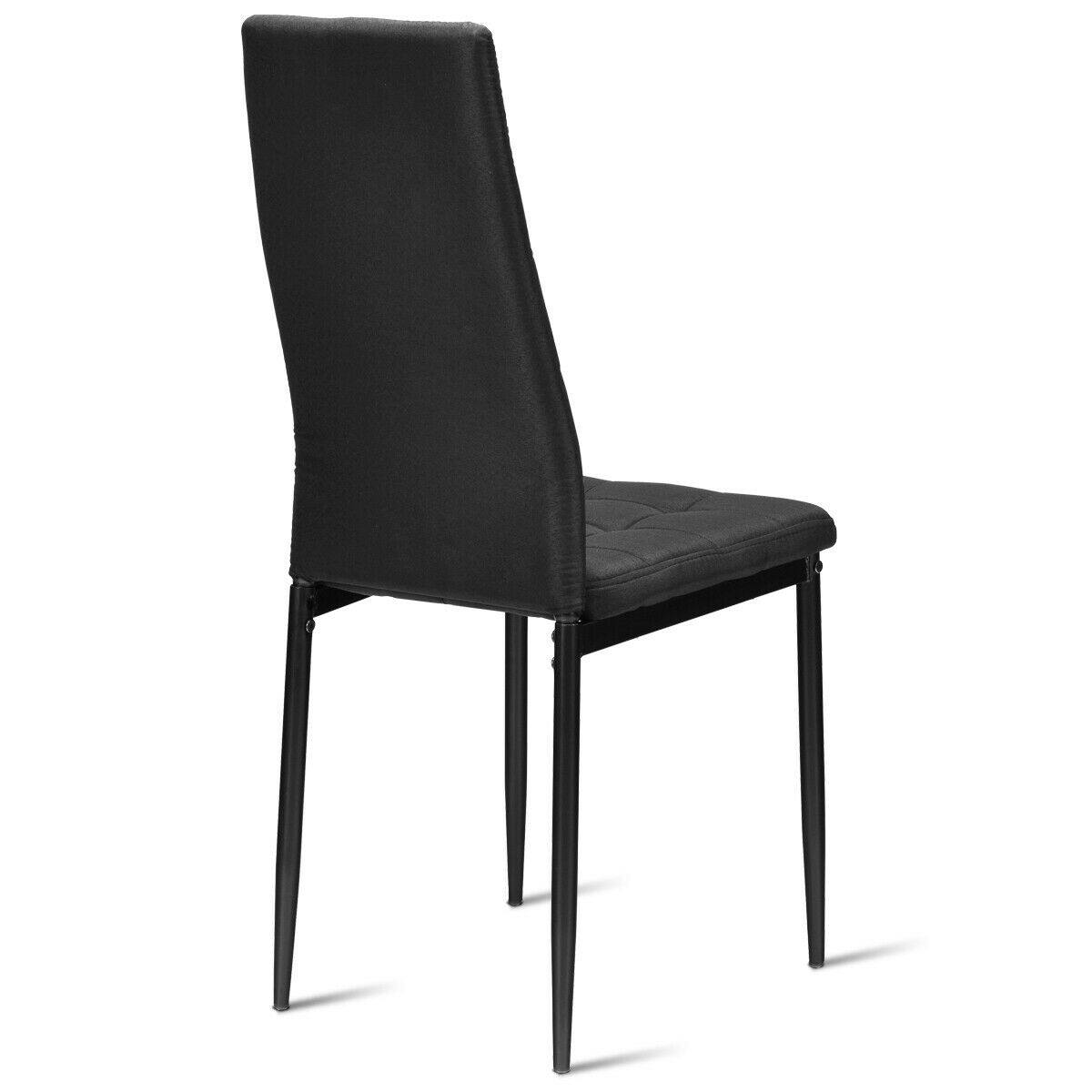 Alt View 8. Gymax - Gymax Set of 4 Kitchen Dining Side Chairs Fabric Cushion with Metal Frame High Back - Black.