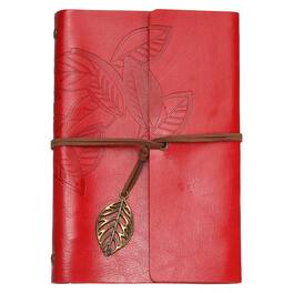Unique Bargains - A6 Leather Cover Loose Leaf Journal, 7.28x5" Travel Refillable Leather Diary Gift with 100GSM Kraft Paper - Red