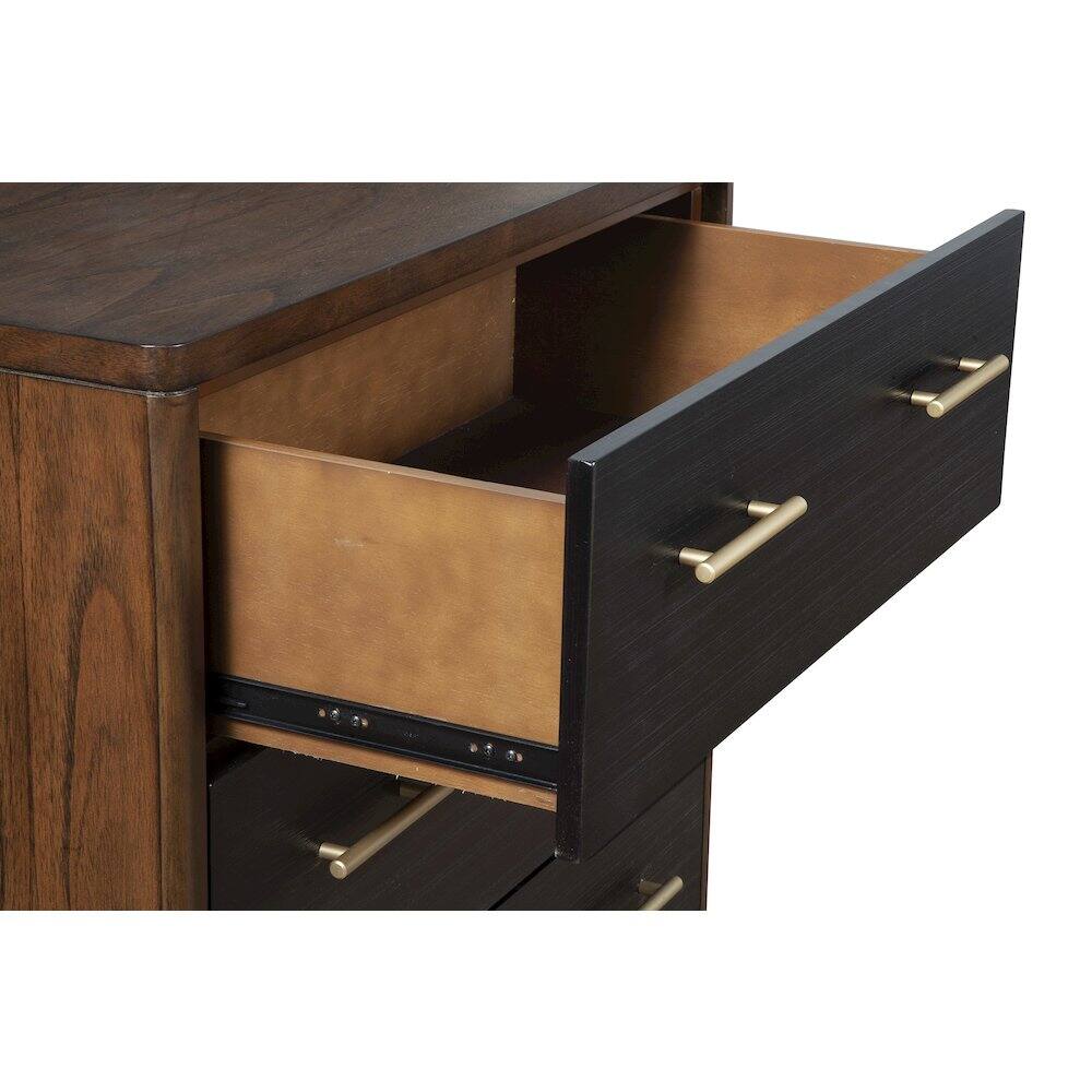 Back. Alpine Furniture - Belham 3 Drawer Small Chest - Two Tone - Dark Walnut & Black.