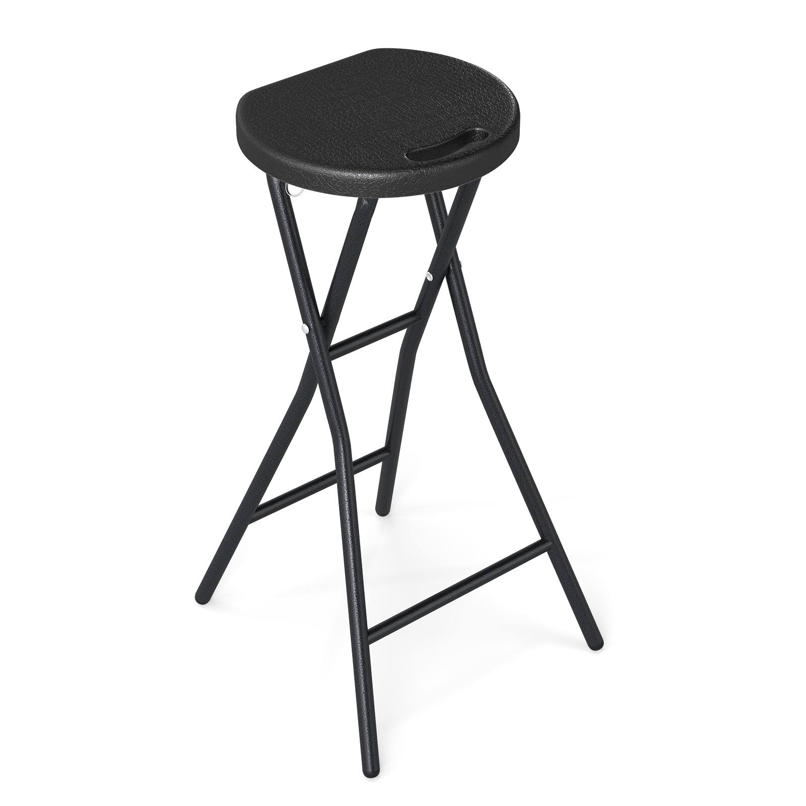 Alt View 9. Gymax - Gymax 2PCS Folding Bar Stool Counter Height Backless Bar Chair w/HDPE Seat for Island Black - Black.