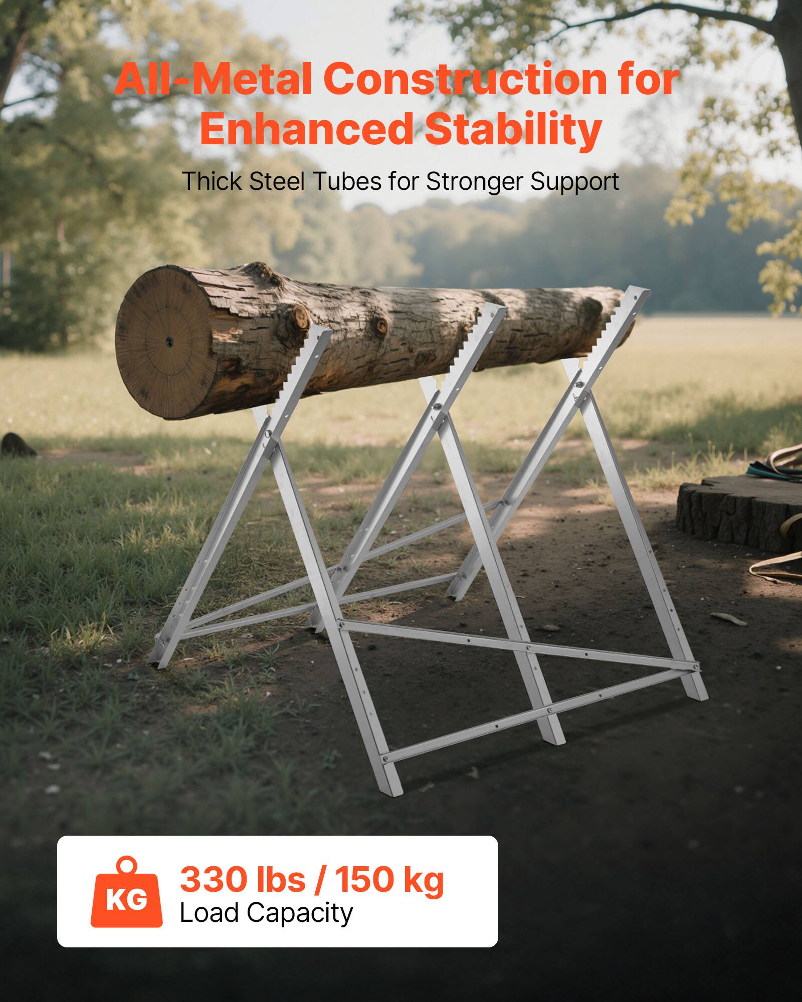 All-Metal Construction for Enhanced Stability  
Thick Steel Tubes for Stronger Support  
330 lbs / 150 kg Load Capacity