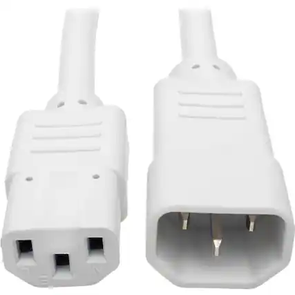 Front. Tripp Lite - Eaton Tripp Lite Series Heavy-Duty PDU Power Cord, C13 to C14 - 15A, 250V, 14 AWG, 3 ft. (0.91 m), White - For Computer - White.