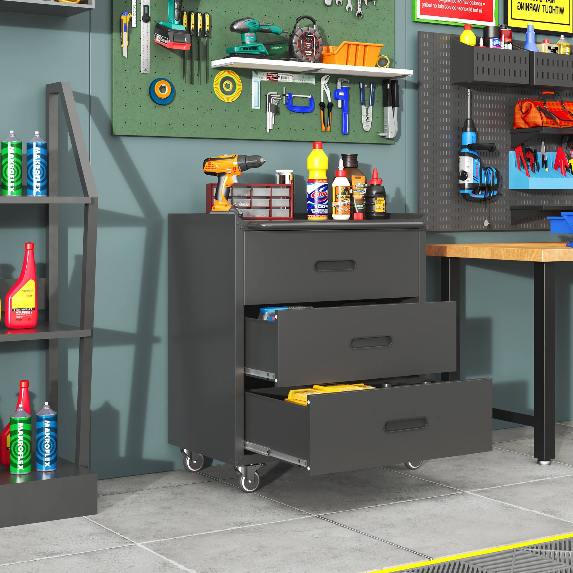 Sure, here is the corrected and grouped text from the image:

**Top Shelf:**
- MAKROFLEX
- MAKROFLEX

**Middle Shelf:**
- MAKROFLEX
- MAKROFLEX

**Bottom Shelf:**
- MAKROFLEX
- MAKROFLEX

**Wall Text:**
- "CUT"
- "CUT"

**Sign on the Wall:**
- "CUT"
- "CUT"

**Additional Text:**
- "CUT"
- "CUT"

**Note:**
- The text "CUT" appears multiple times on the wall and shelves, likely as part of the design or branding. The other text seems to be part of the branding for "MAKROFLEX" products.