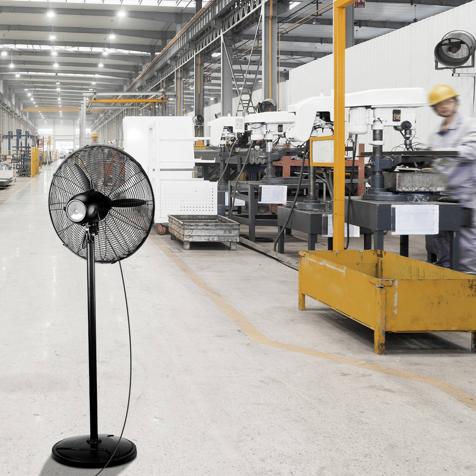 Alt View 8. Winado - 20 Inch Industrial Pedestal Floor Fan 5000CFM, 80° Oscillating Standing Metal Fan, 100% BLDC Copper Motor,4 Speeds - Black.