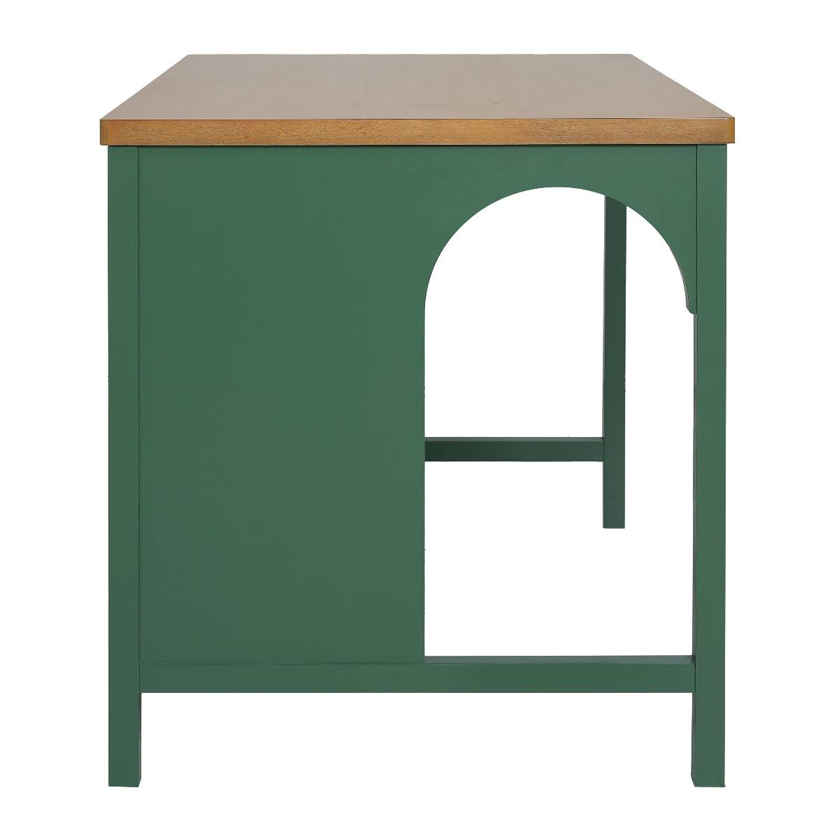 Alt View 8. Loheer - Loheer 56 inch Farmhouse Kitchen Island Green Kitchen Island with Natural Wood Top and Open Storage - Green.