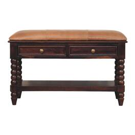 Artisan Furniture - Solid Wood Barclay Storage Bench, 2 Drawers - Brown