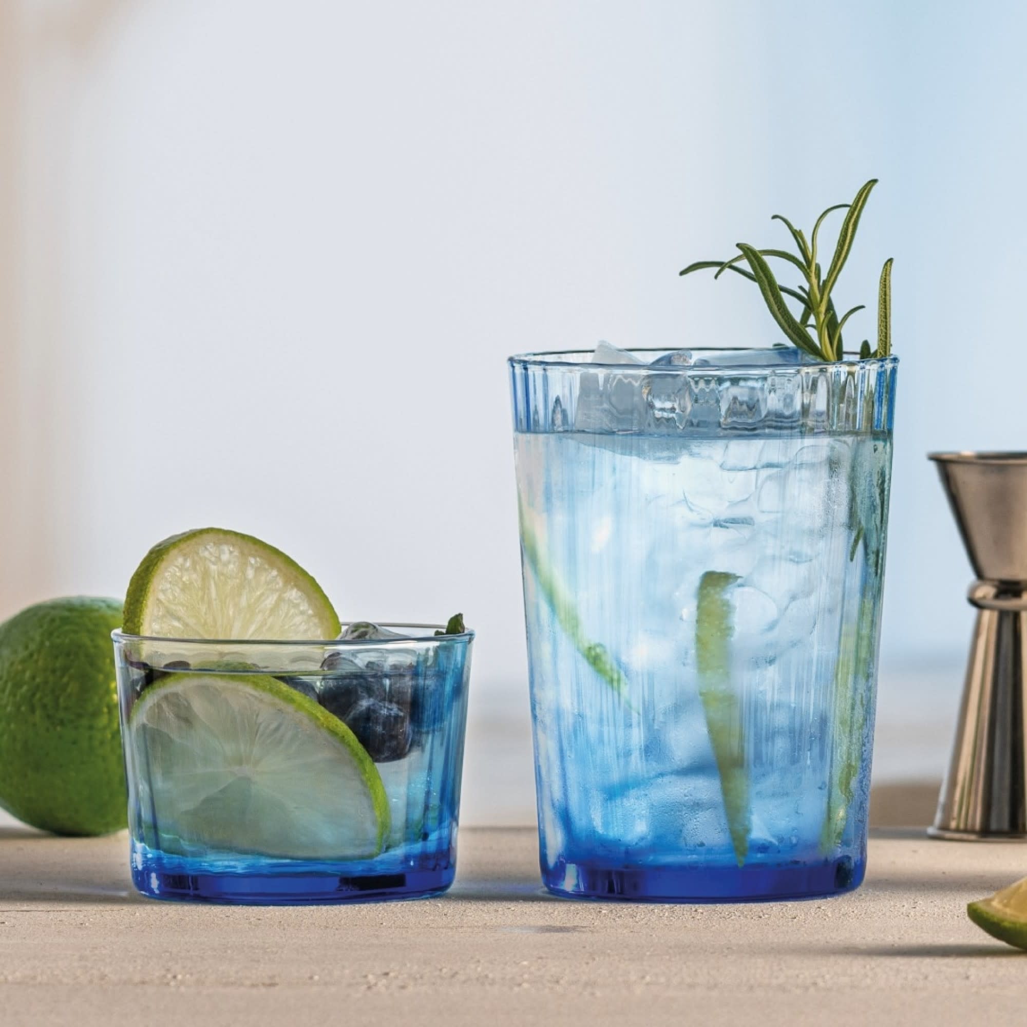 Alt View 2. Bormioli Rocco - Bormioli Rocco Gin Fizz Tumblers, Sapphire Blue 17 Oz (Set of 12) - Clear.