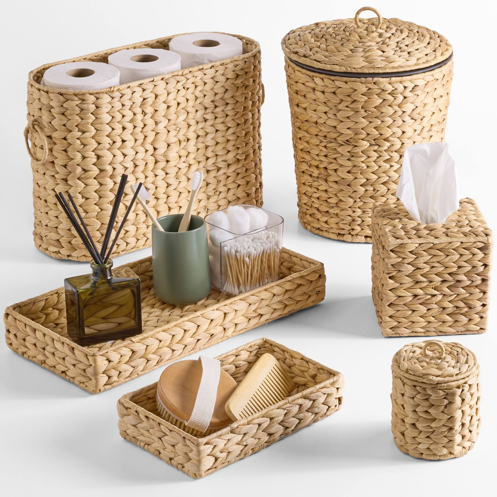 Front. Best Choice Products - Best Choice Products 6-Pc Water Hyacinth Bathroom Storage Set - Natural - Natural.
