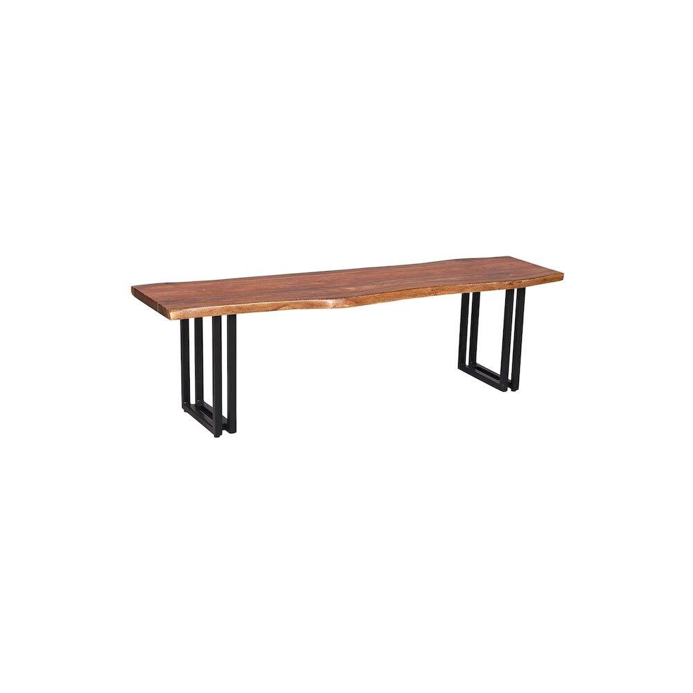 Alt View 2. Porter Designs - Manzanita Live Edge Solid Sheesham Wood Dining Bench - Brown.