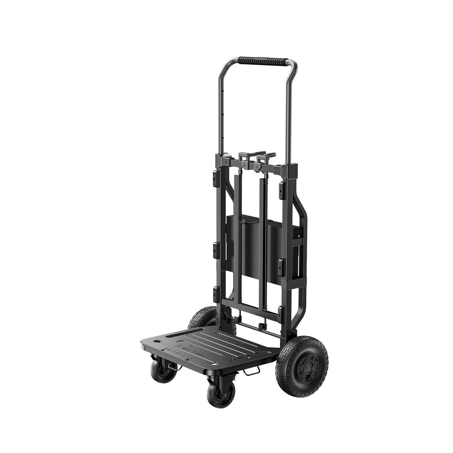 Alt View 2. BLUETTI - Foldable 330lbs Trolley with 5" Swivel & 10" Pneumatic Wheels - Black.