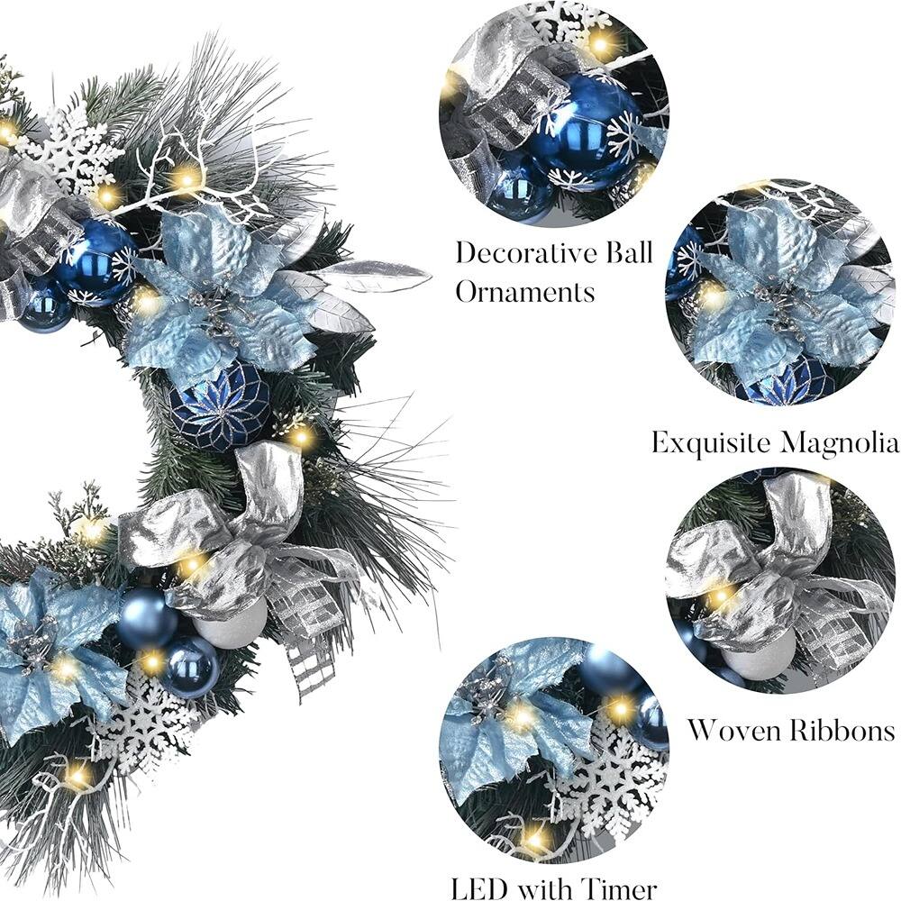 Decorative Ball Ornaments  
Exquisite Magnolia  
Woven Ribbons  
LED with Timer