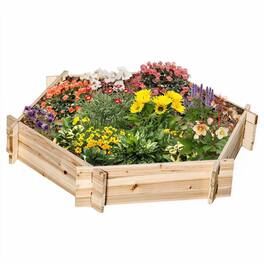 RYHNUYNE - Hexagonal Wooden Raised Garden Bed, Tool-Free Screwless Planter for Outdoor Vegetables, Flowers, Herbs, 39.25 x 36 - Natural