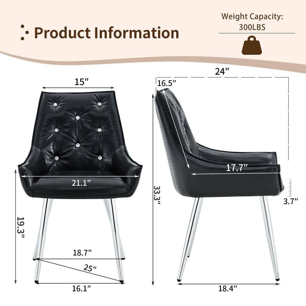 Product Information  
Weight Capacity: 300LBS  
15"  
16.5"  
24"  
17.7"  
19.3"  
21.1"  
18.7"  
25"  
33.3"  
3.7"  
16.1"  
18.4"