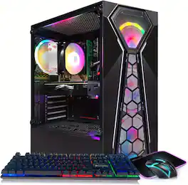 STGAubron - Gaming Desktop PC, Radeon RX 580 8G, AMD Ryzen 3 3200G 3.6 GHz, 16G RAM, 512G SSD, 600M WiFi, BT 5.0, W11H64 - Black