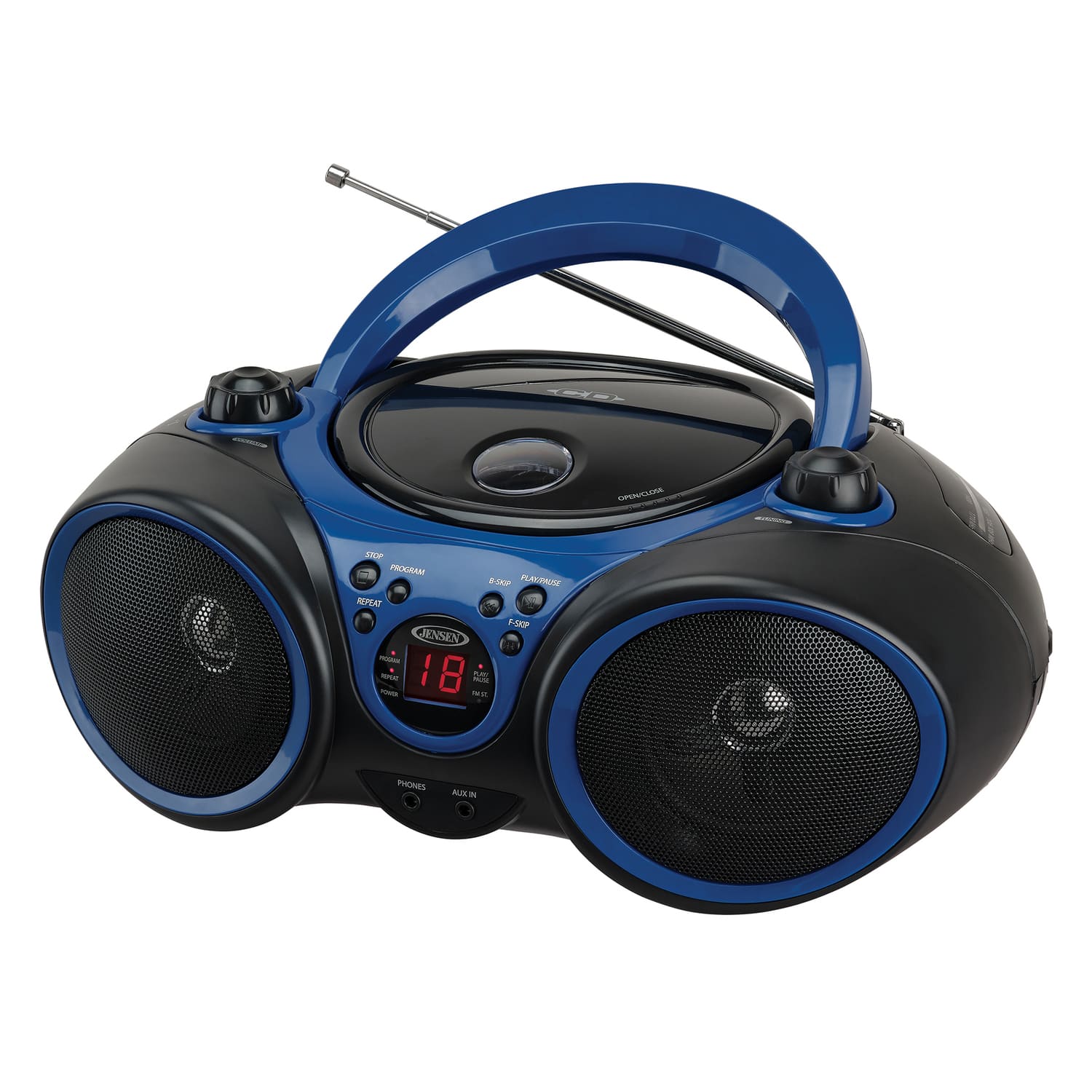 Jensen - Portable CD Player AM/FM Stereo Radio CD-490 - Black/Blue