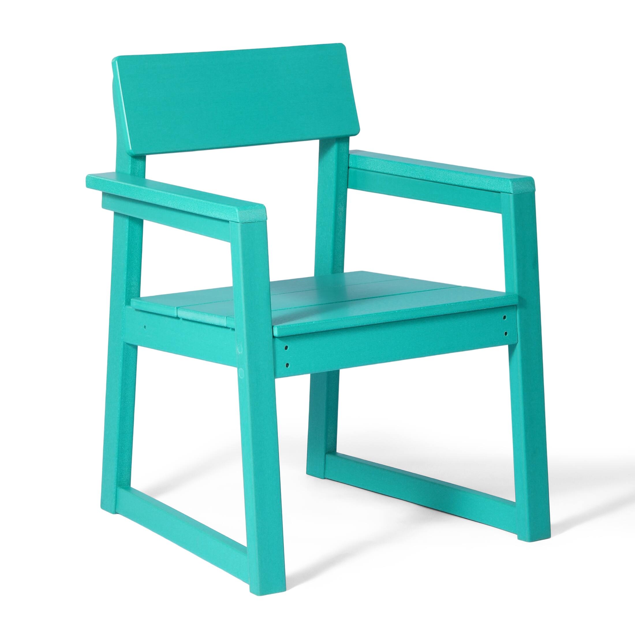 Alt View 1. WestinTrends - WestinTrends Paloma 7-Piece Modern HDPE Outdoor Patio Dining Table Set With Umbrella Hole - Turquoise.