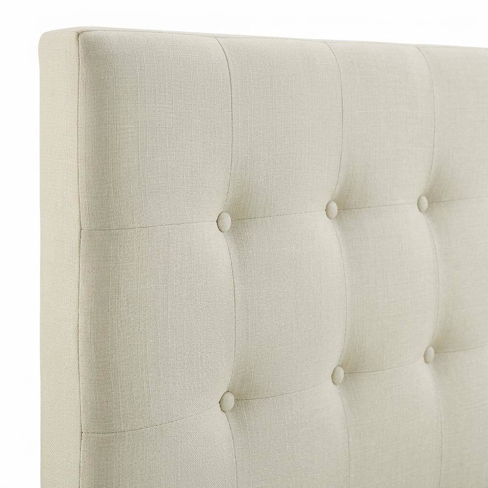 Back. FurniFact - Upholstered Fabric Full Headboard in Neutral Tone with Durable Construction - Beige.