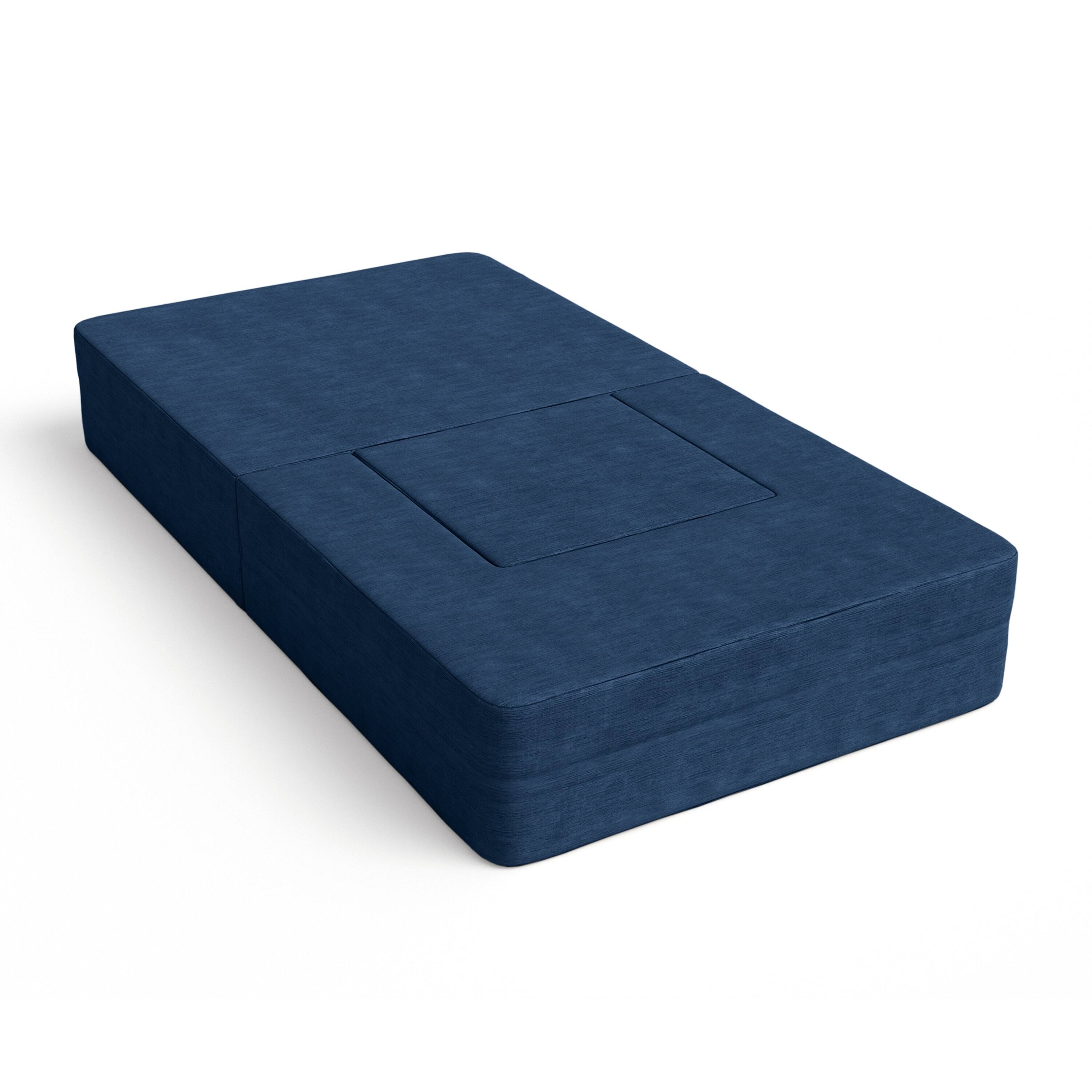 Angle. Jaxx - Jaxx Zipline Convertible Sleeper Futon Chair & Ottoman with Machine-Washable Cover, Indigo - Indigo.