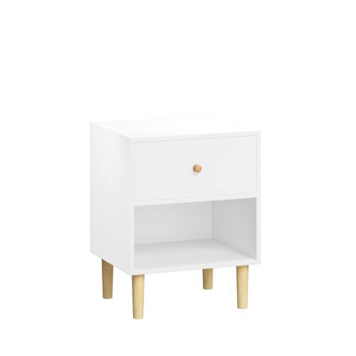Alt View 2. LUCKY ONE - 23.2" Assembled Wooden Nightstand 1-Drawer 1-Shelf - White.