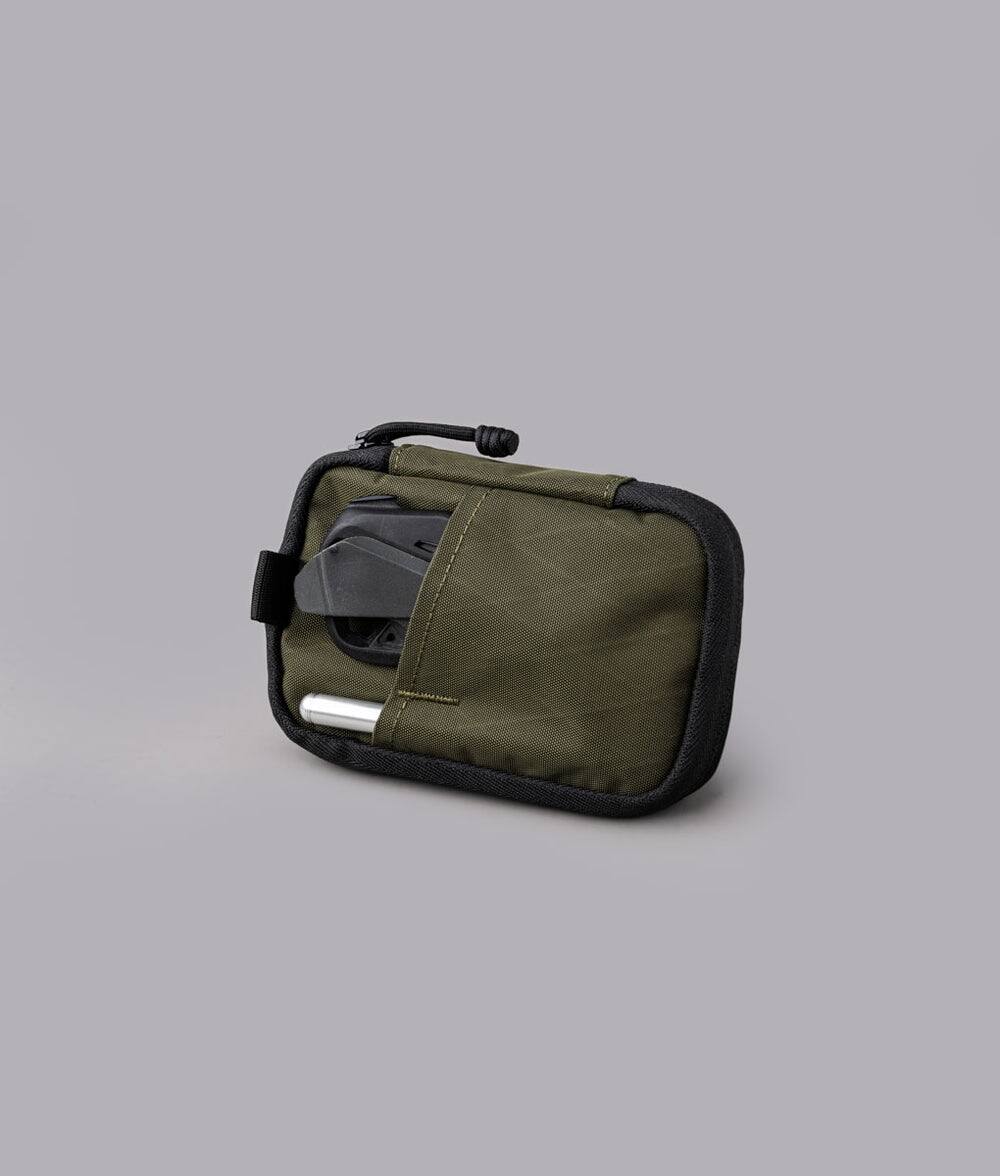 Back. ALPAKA - EDC Organizer Pouch with 6 Slip Pockets, 5 Elastic Loops, YKK AquaGuard Zipper, X-Pac/Axogrid, HUB Compatible - Olive Green X-Pac X42.