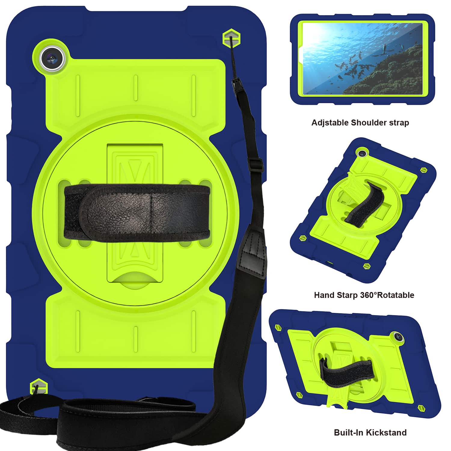Dteck - Heavy Duty Rugged Case for Samsung Galaxy Tab A9 8.7-inch 2023,Shockproof Kickstand Cover with Shoulder Strap - H