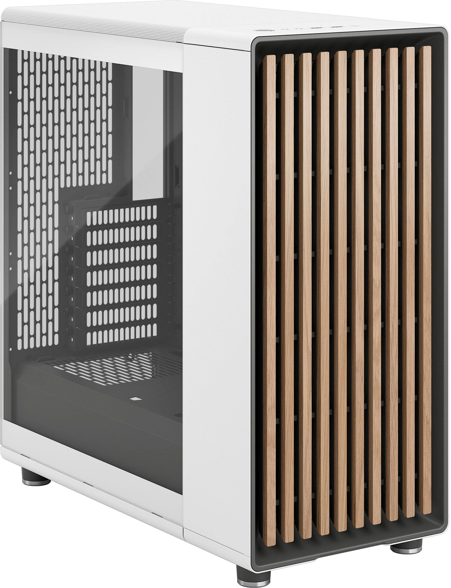 Alt View 19. Fractal Design - North Chalk White with Oak Front and Clear TG Side Panel Mid-Tower PC Case - White.