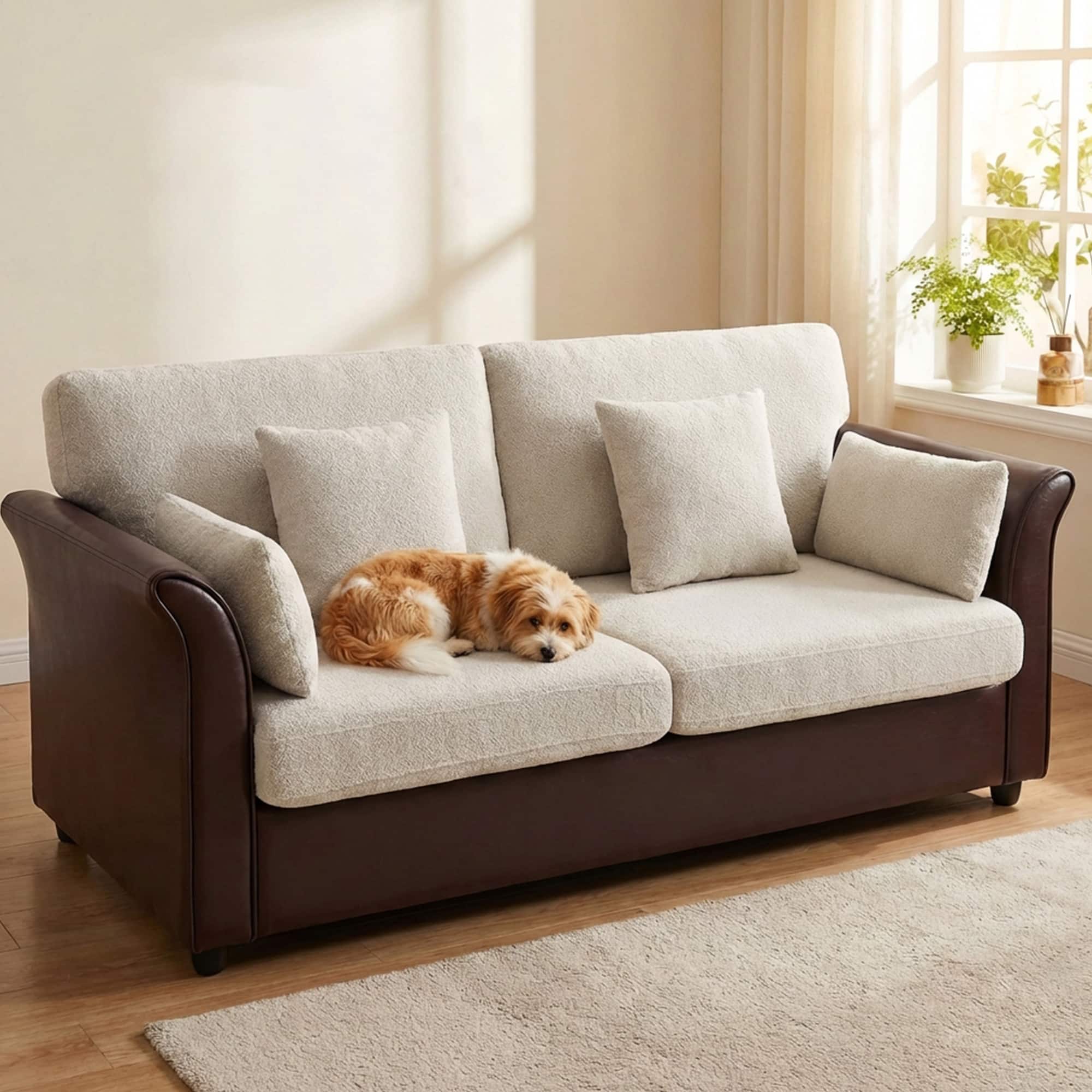 Dyonery - 78" Cozy 2-Seater Detachable Sofa with Ergonomic Design - Brown-Gray