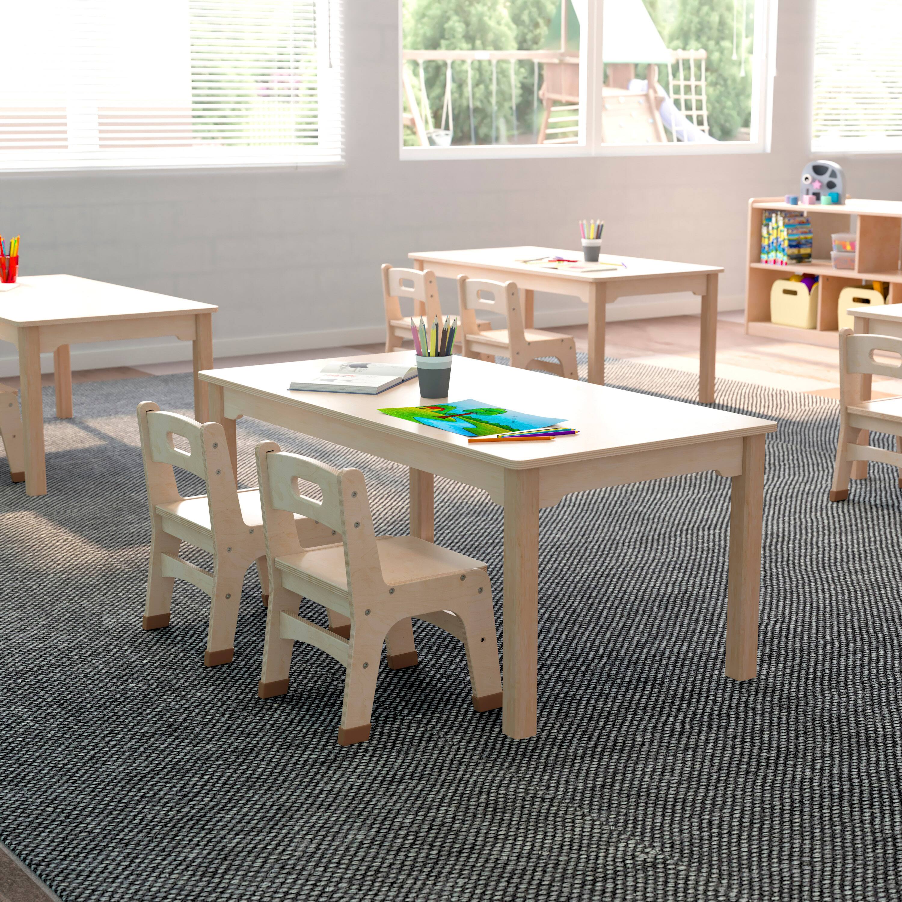 Alt View 2. Flash Furniture - Bright Beginnings Commercial Grade Wooden Rectangular Preschool Classroom Activity Table, (23.5"W x 47.25"D x 18"H), Bee - Natural.