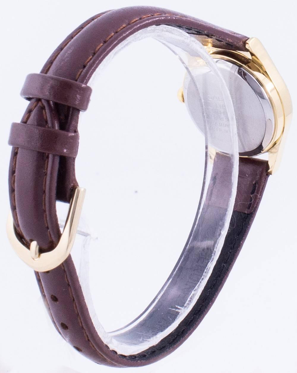 Left. Casio - Casio Women’s Gold Analog Watch with Brown Leather Band - LTP-1094Q-7B9RDF - Brown.